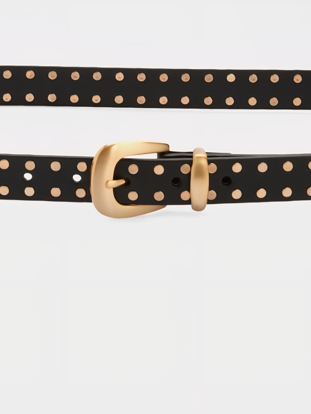 Madewell Black Leather Studded Belt with Gold Buckle Small